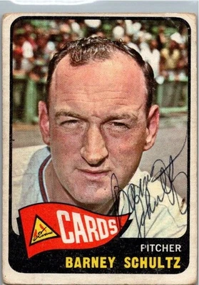 1965 -Barney Schultz- Topps Autograph/Signed/Auto Baseball Card #28 Cardinals - Image 1 of 2
