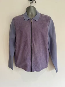 TED BAKER Mens Jacket TB 3 UK M Pieter Purple Suede Front Contrast Panel Zip Up - Picture 1 of 17