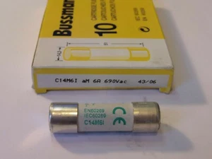 C14M6I AM 6A 690V BUSSMANN FUSE 6AMPS SIZE - 14.3mm x 51mm QTY 1 FUSE - Picture 1 of 2