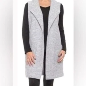 Tahari Damen Long Line Grau Weste Gr. M Neu ohne Etikett - Bild 1 von 9