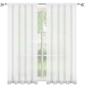 Vorhang Gardine Fenstergardine Voile transparent Strassbordüre Store Kräuselband - Bild 1 von 9
