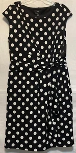Ronni Nicole Dress Black White Polka Dot Size 12 Faux Wrap Sleeveless New - Picture 1 of 10
