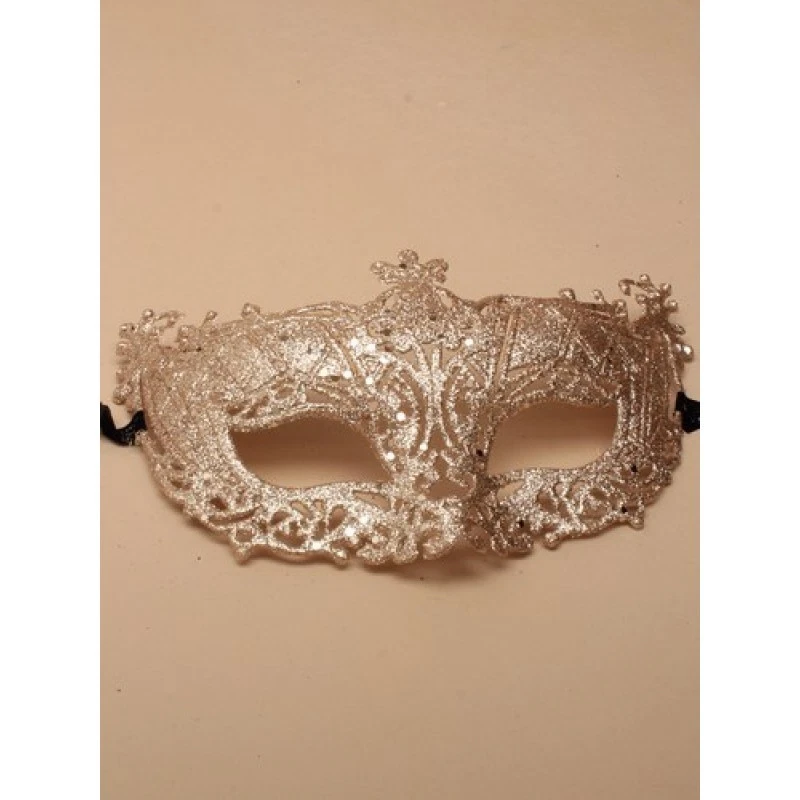 Rose Gold Glitter Masquerade Mask with Ties Balls Fancy Dress Filigree Eye Mask - Image 1 of 1