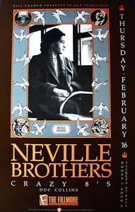 NEVILLE BROTHERS 1989 FILLMORE CONCERT POSTER - Picture 1 of 1