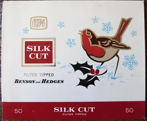 Vintage Benson & Hedges Silk Cut Outer Christmas Sleeve For 50 Cigarettes 1970s - Picture 1 of 2