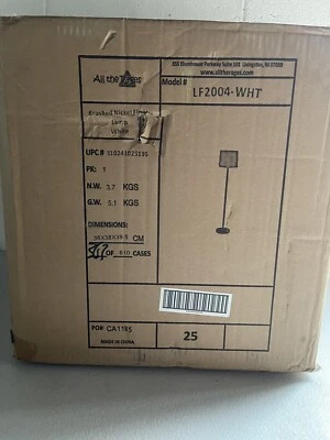 Diseños simples 57 pulgadas Lámpara de pie con pantalla de tambor de níquel cepillado blanco - LF2004-WHT Foto 1 de 4