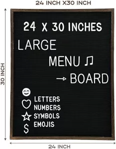Menu Board, Large Felt Letters Black Large Letter Board 24x30 Inch, Big Felt - Picture 1 of 6