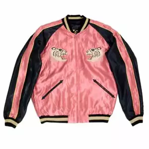 Giacca TT13756 completamente reversibile rosa e nero con ricamo tigre TOYO7526A - Foto 1 di 4