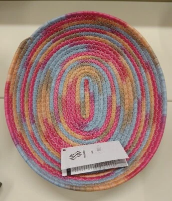 CESTO CESTINO OVALE IN RAFFIA COLORATO ARTIGIANATO SARDO SOUVENIR - Immagine 1 di 4