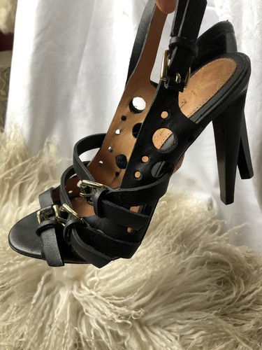 MBT L.A.M.B. Gwen Stefani SANDALI NERI CON CINTURINO IN PELLE taglia 6 5M sexy rocker chic!!