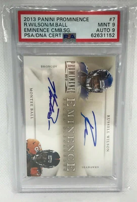 2013 Panini Prominence Russell Wilson Autograph Eminence Combo Auto PSA 9 #'d/10 - Image 1 of 2