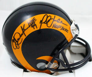 Marshall Faulk/Eric Dickerson Signed Rams 81-99 TB Mini Helmet w/HOF-BAW Holo