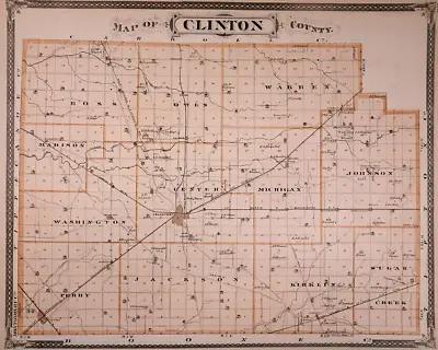 1876 Atlas Plat Map ~ CLINTON Co., INDIANA / ATTICA - ROCKVILLE On Reverse • 51.38$