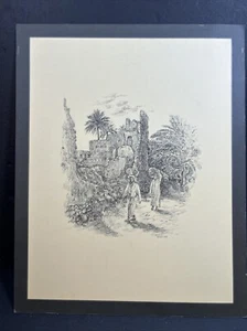 Vintage Arabic Lithograph Print Sketch S.S. HALELA OMAN 1979 16” X 20” - Picture 1 of 11