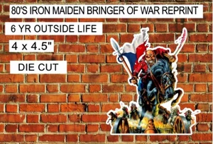 80'S ROCK IRON MAIDEN BRINGER OF WAR VINTAGE REPRINT DECAL STICKER - Picture 1 of 3