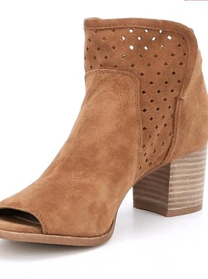Women Gianni Bini Rezzy Suede Perforated Peep Toe Shooties New Honey Size 9M - Image 1 of 4
