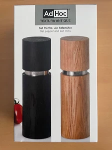 Ad Hoc Textura Salt Pepper Mill Set of 2 - RRP £170 WOODEN MANUAL GERMAN QUALITY - Picture 1 of 6