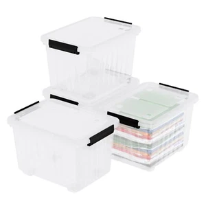 30 Quart Stackable Storage Box with Lids & Wheels, Plastic Latching Box, 4-Packs - Picture 1 of 12