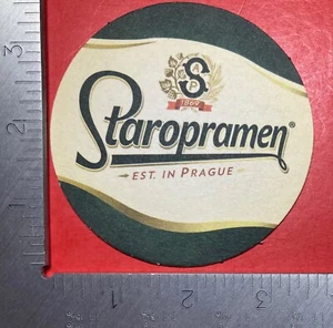 STAROPRAMEN Czech PRAGUE 3.5 INCH ROUND BEER COASTER VINTAGE RARE - Picture 1 of 2