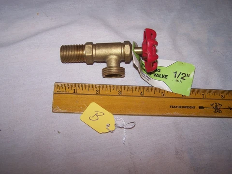 Unused Brass Washing Machine Valve with Red Handle - Lot B - Repurpose Steampunk Cover
