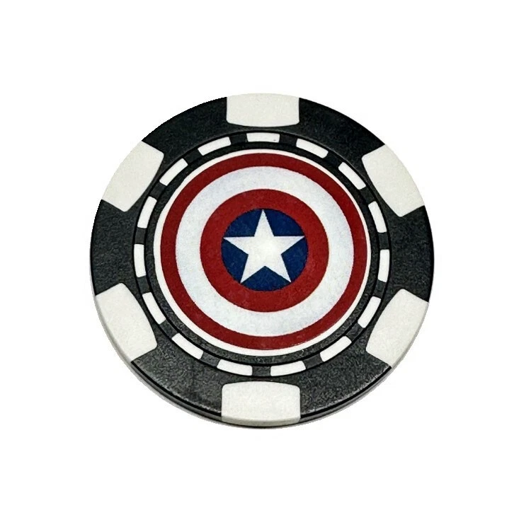 Captain America Shield Marvel Clay Poker Chip Golf Ball Marker Card Guard