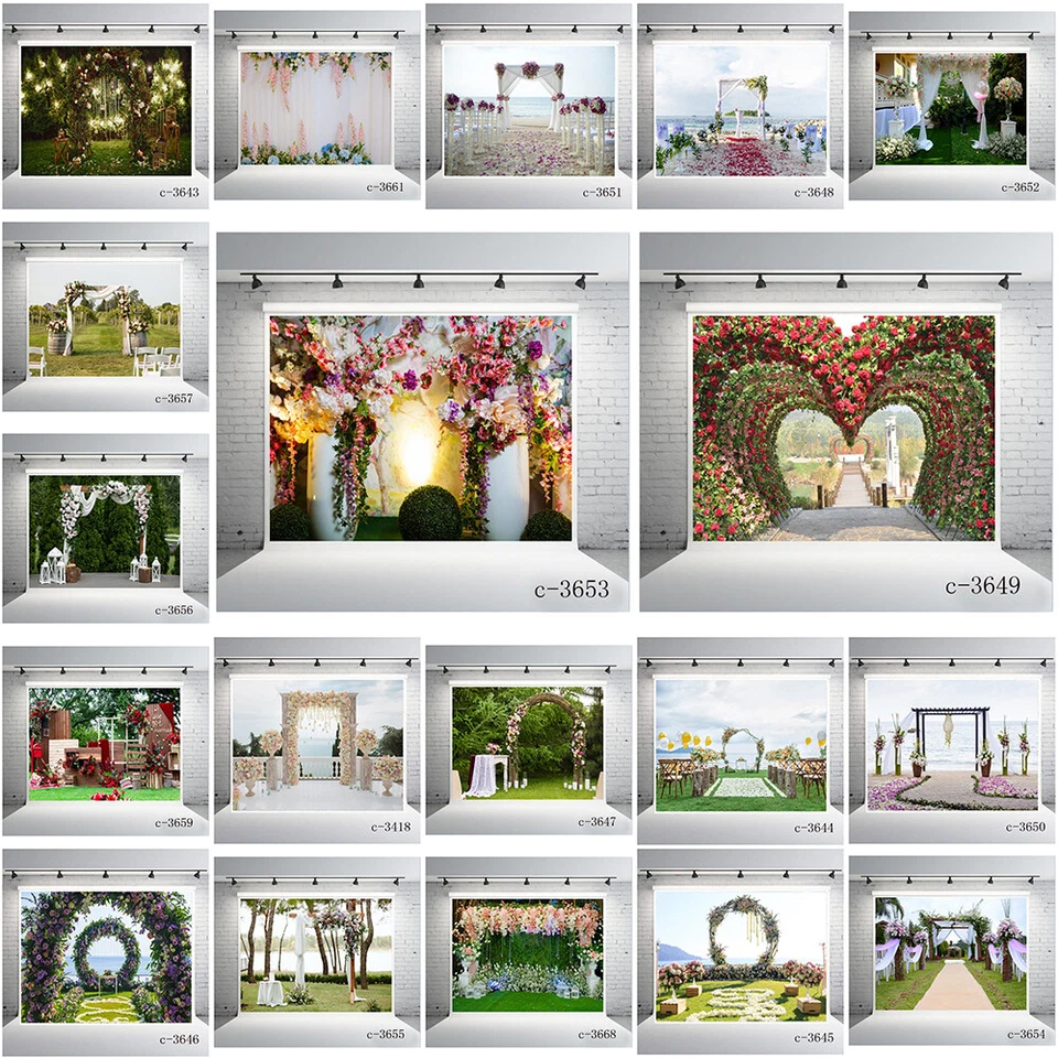Romantic Flower Photography Background Studio Backdrops For Party Wedding Decor - Image 1 of 4