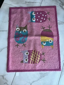 Alfombra Rosa Infantil Habitación Baño Alfombra Con Búhos 29x38 - Imagen 1 de 6