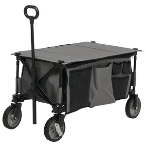 Outsunny Folding Wagon Garden Cart Collapsible Camping Trolley for Outdoor - Picture 1 of 11