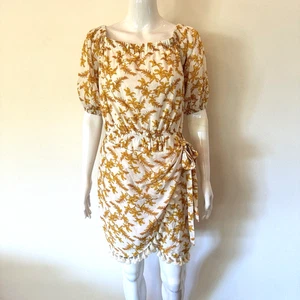 Boho Indikah Cayman Tassel Trim Wrap Off Shoulder Dress Womens AU 12 US L Yellow - Bild 1 von 11
