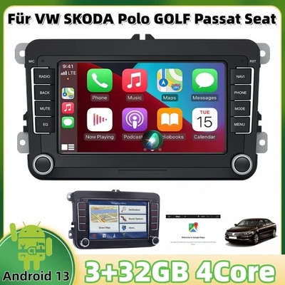 Android 13 Autoradio 7" 3GB+32GB Für VW GOLF 5-6/Passat Skoda DAB+ CarPlay Navi - Bild 1 von 4