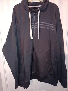 Adidas Mens 3 Stripe Hoody Full Zip Hoodie XXL Climalite Cotton - Picture 1 of 4