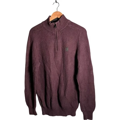Diesel Jumper Men's Size L Purple Knit 1/4 Zip Logo Knit Pullover Sweater  - Image 1 of 4