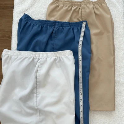 Lote de 3 Pantalones Cortos Blair Para Mujer Cintura Elástica Mamá Caminar Azul Tostado Blanco Medianos Foto 1 de 4