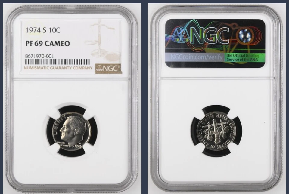 1974 S 10C Roosevelt Dime PF69 Ultra Cameo PR69 DCAM UCAM - Image 1 of 1