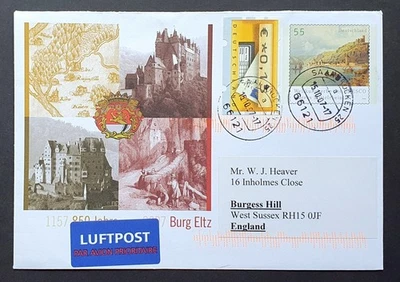 Germany stamps 2007 Eltz Castle 850th Pre Paid Stationery airmail to UK - Image 1 of 2