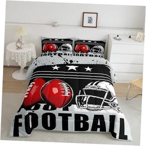 Football Comforter Sports Theme Bedding Set Soccer Ball Black Twin Multi 42 - Picture 1 of 7