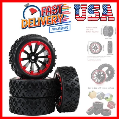 1/10 RC Car Tires 12mm Hex Wheels and Tires for 1/18 Truck 1/12 to 1/16 Buggy... - Image 1 of 4