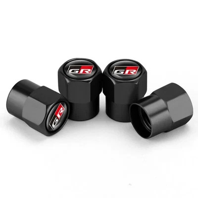 Compatible with Gazoo Racing GR Toyota 4Pcs Tire Valve Stem Caps Black Anodized - Image 1 of 2