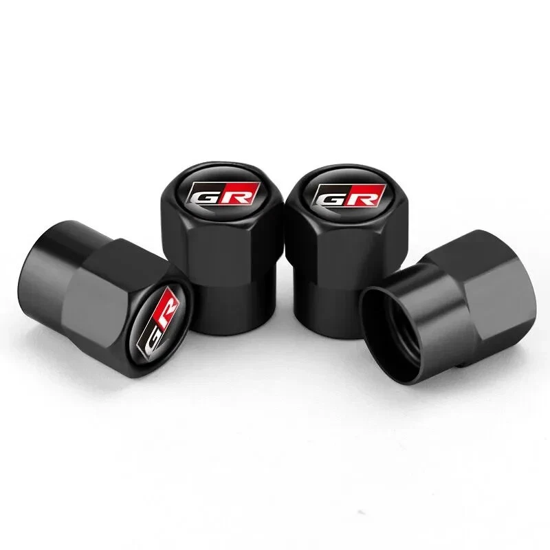 Compatible with Gazoo Racing GR Toyota 4Pcs Tire Valve Stem Caps Black Anodized - Image 1 of 2