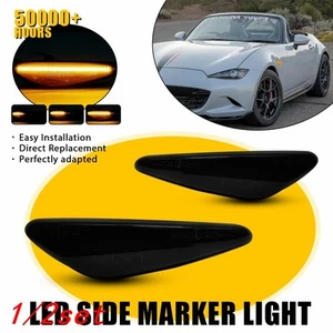DARK SMOKE Amber Sequential LED Side Marker Light Lamp For Mazda MX5 Miata 2/4/6 - Picture 1 of 22