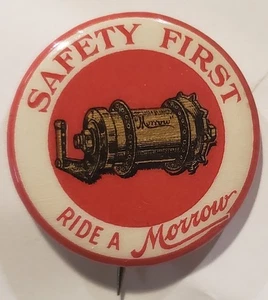 ANFANG 1900 CELLULOID MORROW FAHRRAD NABEN WERBUNG PIN BACK BUTTON NM-NEUWERTIG! - Bild 1 von 3