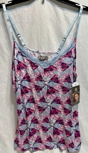 New W/Tags Daisy Fuentes Intimates XL Flower Camisole Top Blue & Pink RN# 101533 - Picture 1 of 7