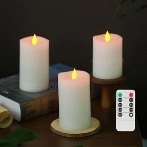 3" Flickering Flameless Pillar LED Battery Candles with Remote for Holiday XMAS - Picture 1 of 29