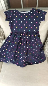 Hanna Andersson girls size 12 navy blue with multi colored polka dots dress - Picture 1 of 2