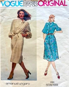 70s VOGUE 1721 EMANUEL UNGARO SIZE 10 DRESS *UNCUT/FF - Picture 1 of 4