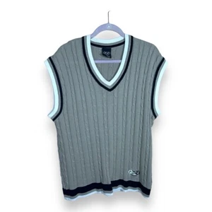 VINTAGE XL ROCKY BEIGE SWEATER VEST SLEEVELESS ACADEMIA PREPPY COTTON - Picture 1 of 11