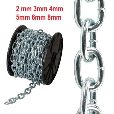 Hot Dipped Galvanised Steel Chain  Heavy Duty Durable Security Links 2 mm - 8 mm - Image 1 of 4