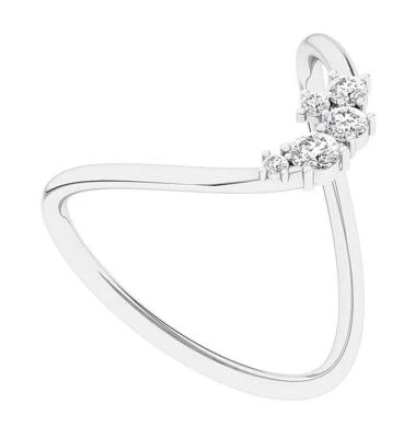 I1 G 0.25 Ct Natural Diamond Anniversary Wedding Ring 14K White Gold Prong Set - Image 1 of 4