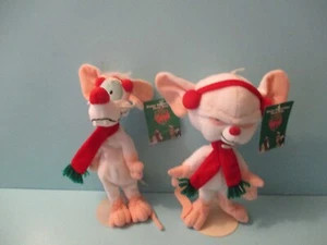 Pinky and the Brain Christmas Set Bean Bag Plush 9" Pair Warner Bros Mint 1998 - Picture 1 of 9