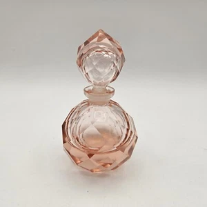 Vtg IRice Pink Rose Hand Cut Faceted Crystal Perfume Bottle Glass Japan I W Rice - Picture 1 of 10